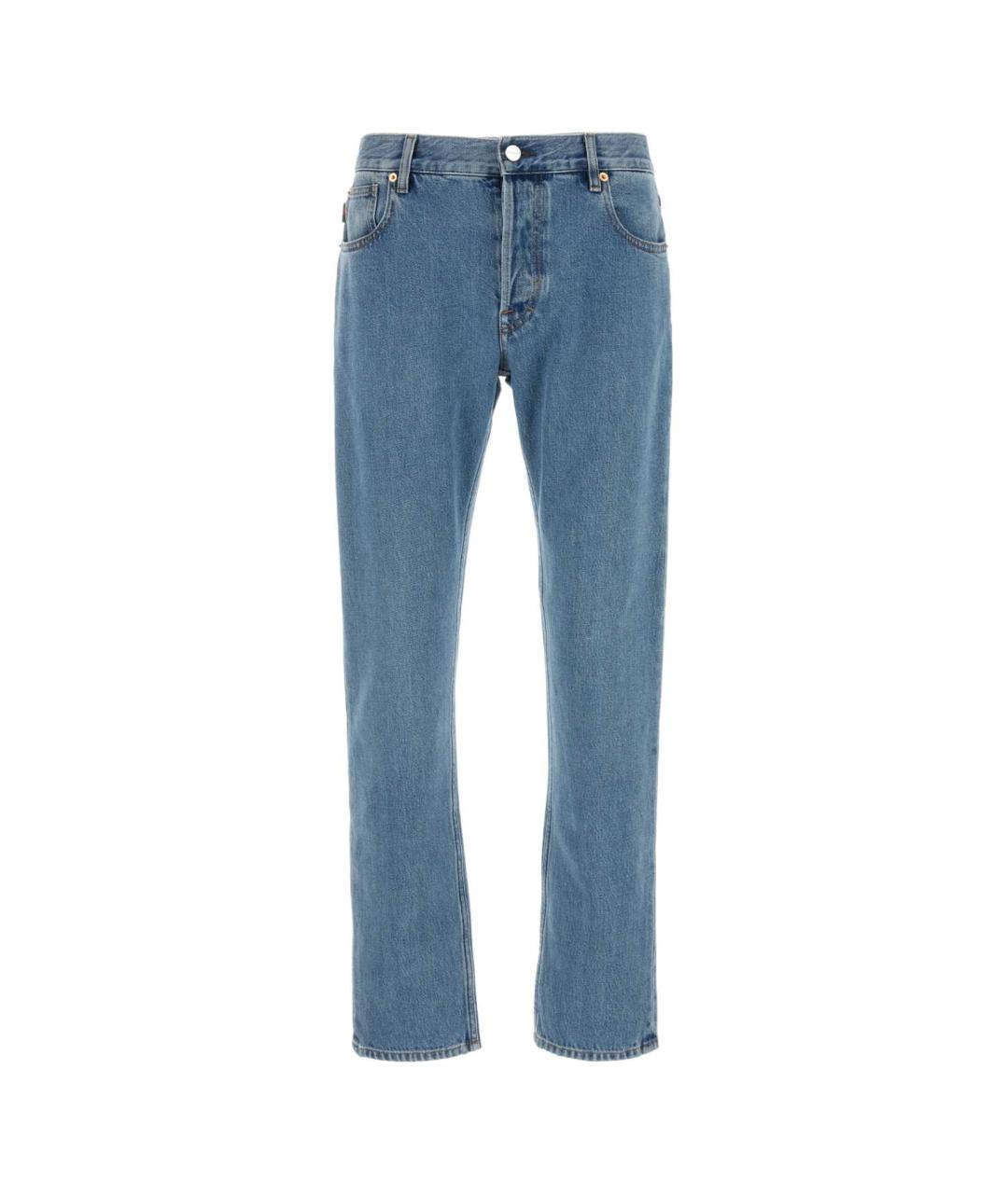 GUCCI Голубые хлопковые прямые джинсы, фото 1