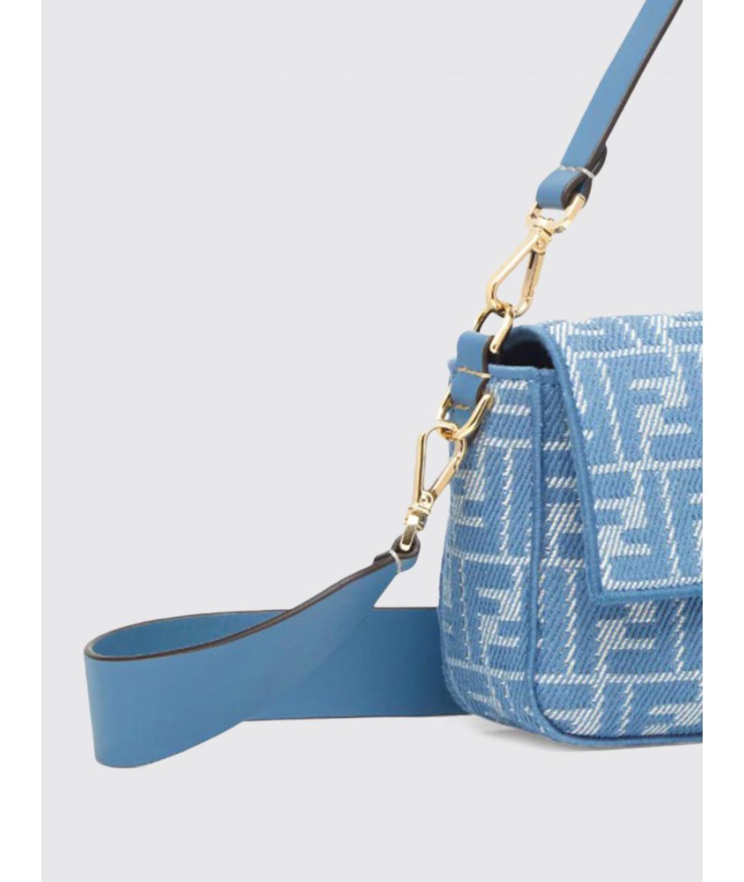 FENDI Голубая деним сумка через плечо, фото 3