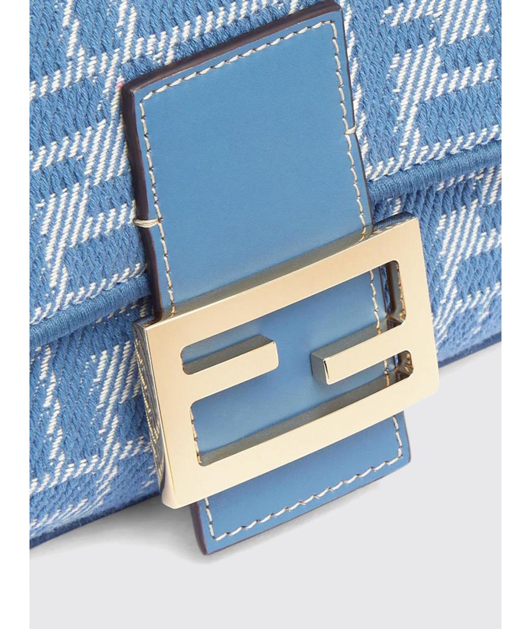 FENDI Голубая деним сумка через плечо, фото 4