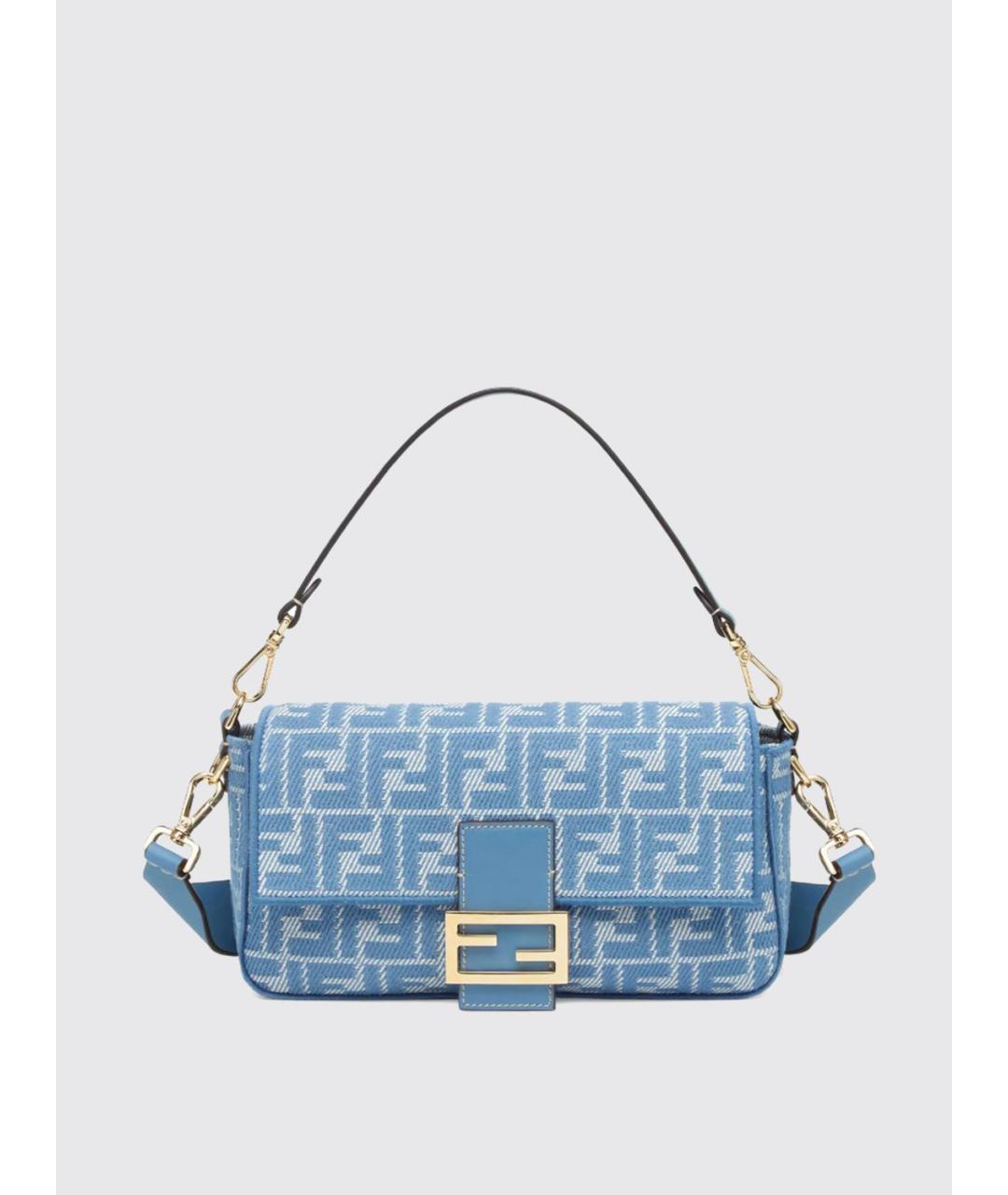 FENDI Голубая деним сумка через плечо, фото 6