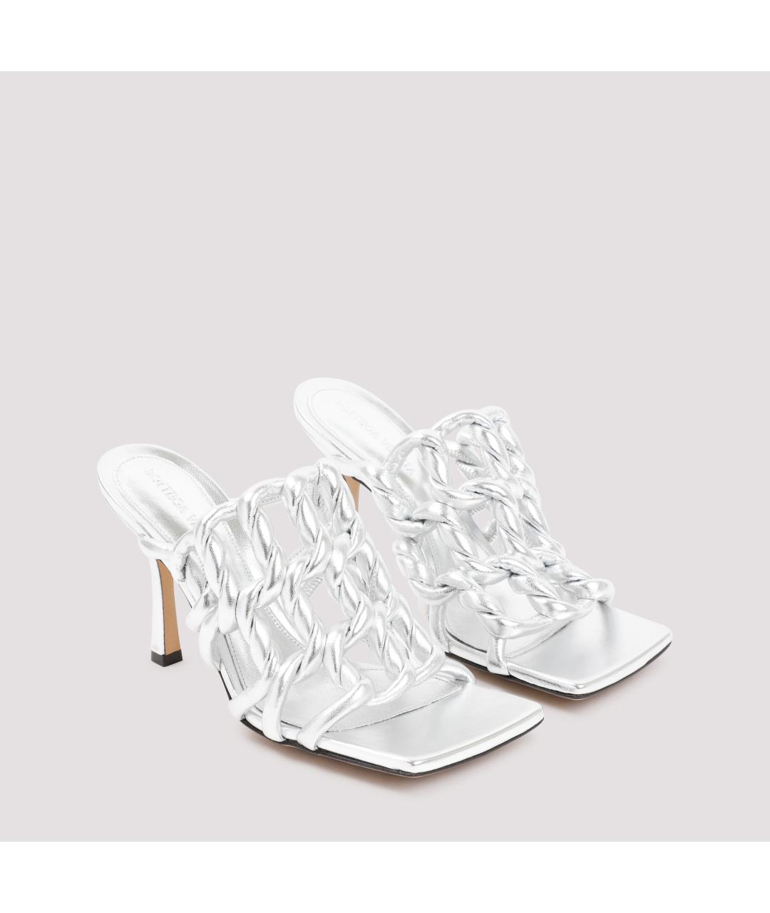 BOTTEGA VENETA Серебряные кожаные мюли, фото 4