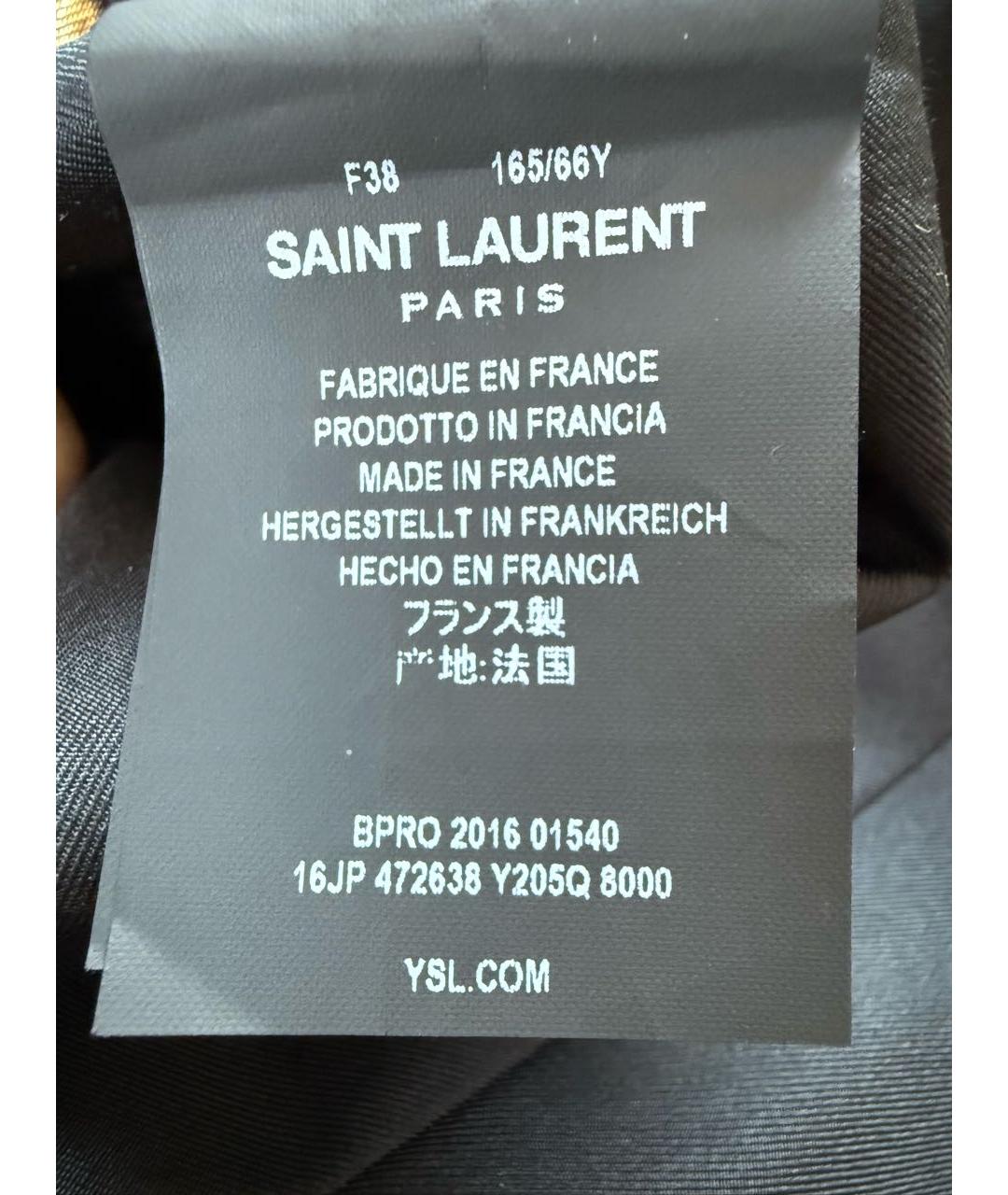 SAINT LAURENT Золотая шелковая юбка мини, фото 4