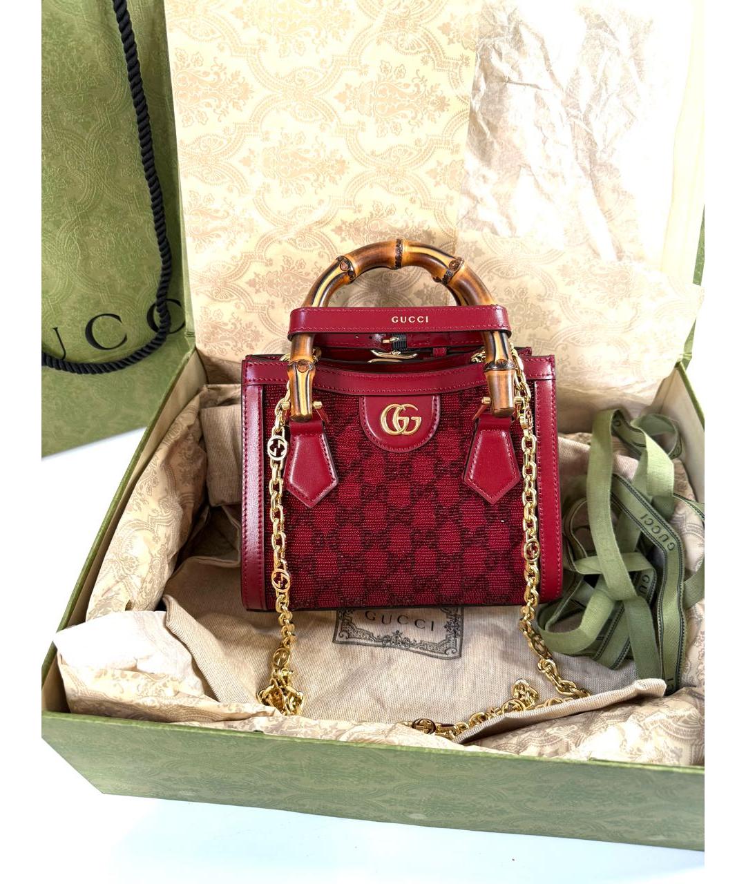 GUCCI Бордовая кожаная сумка с короткими ручками, фото 7