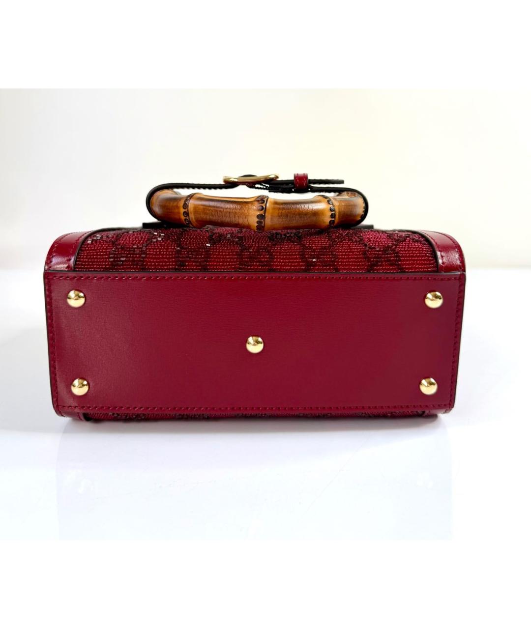GUCCI Бордовая кожаная сумка с короткими ручками, фото 4