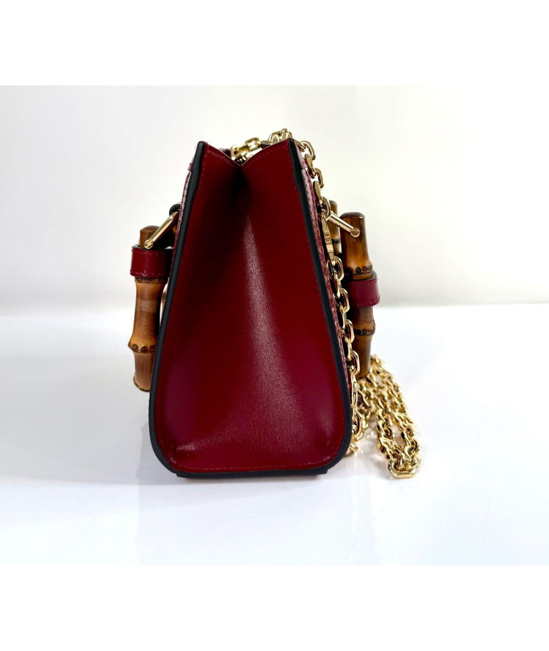 GUCCI Бордовая кожаная сумка с короткими ручками, фото 3