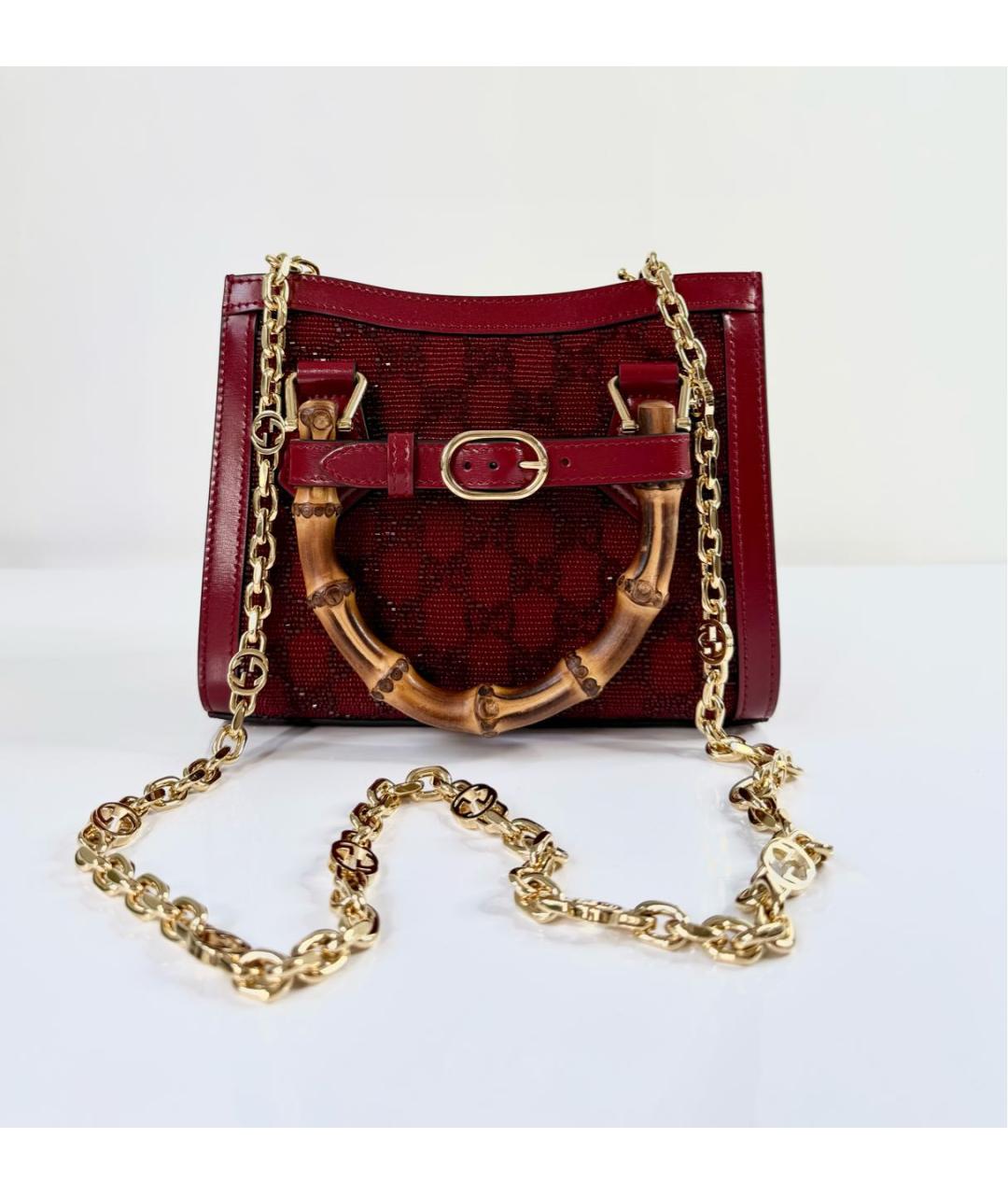 GUCCI Бордовая кожаная сумка с короткими ручками, фото 6