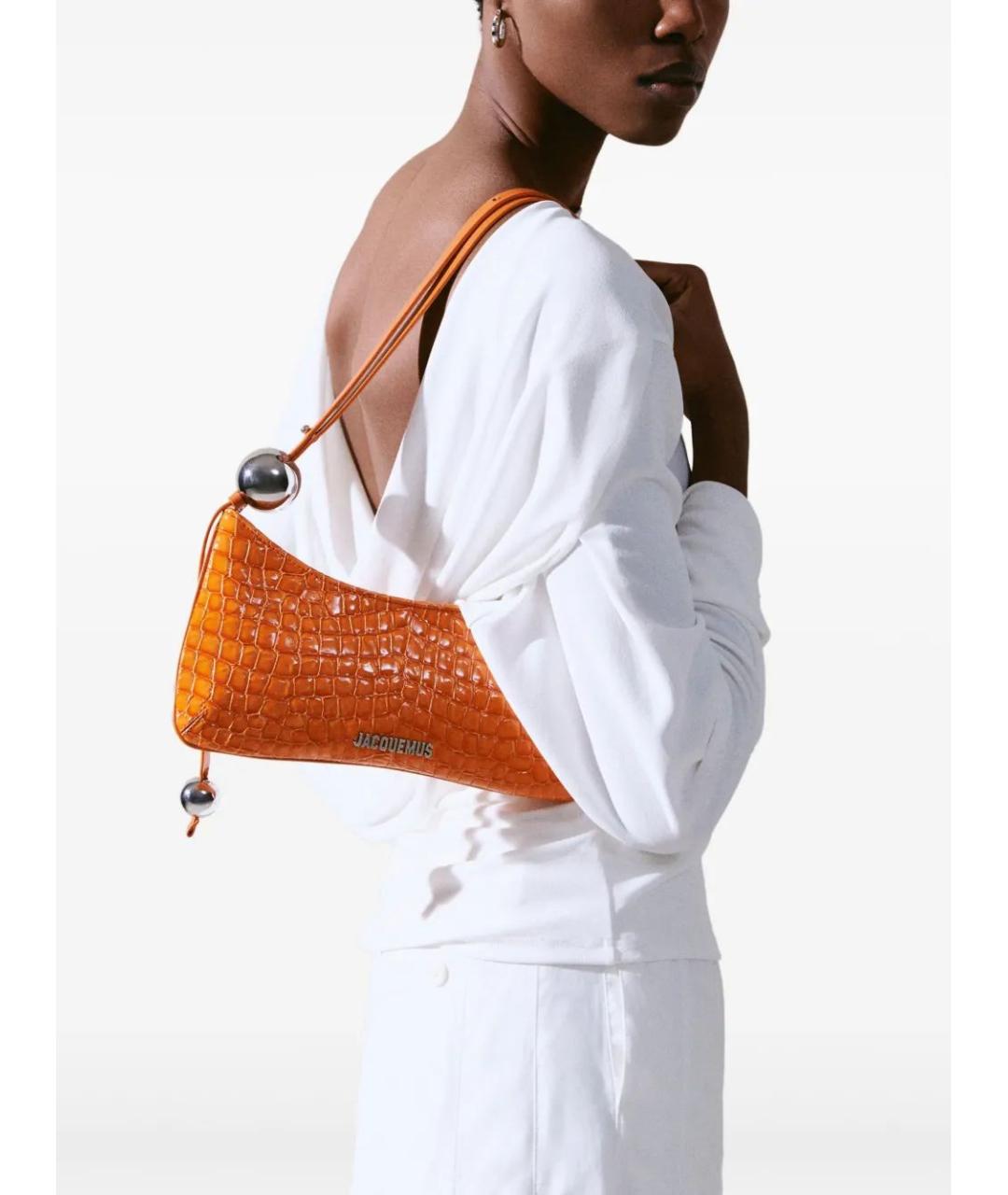 JACQUEMUS Оранжевая кожаная сумка через плечо, фото 2