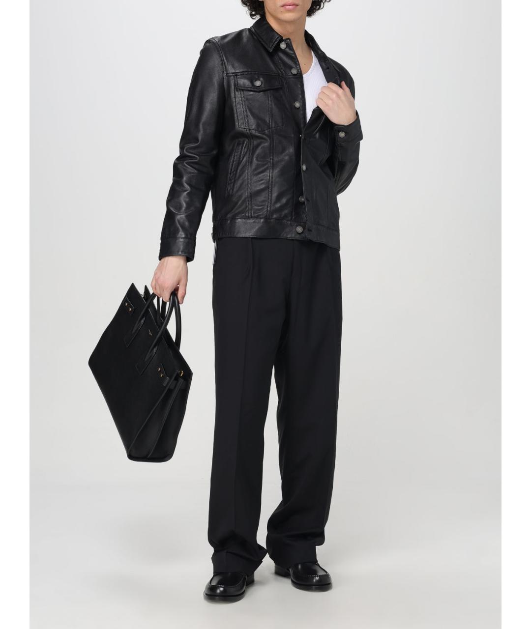 SAINT LAURENT Черная кожаная куртка, фото 3