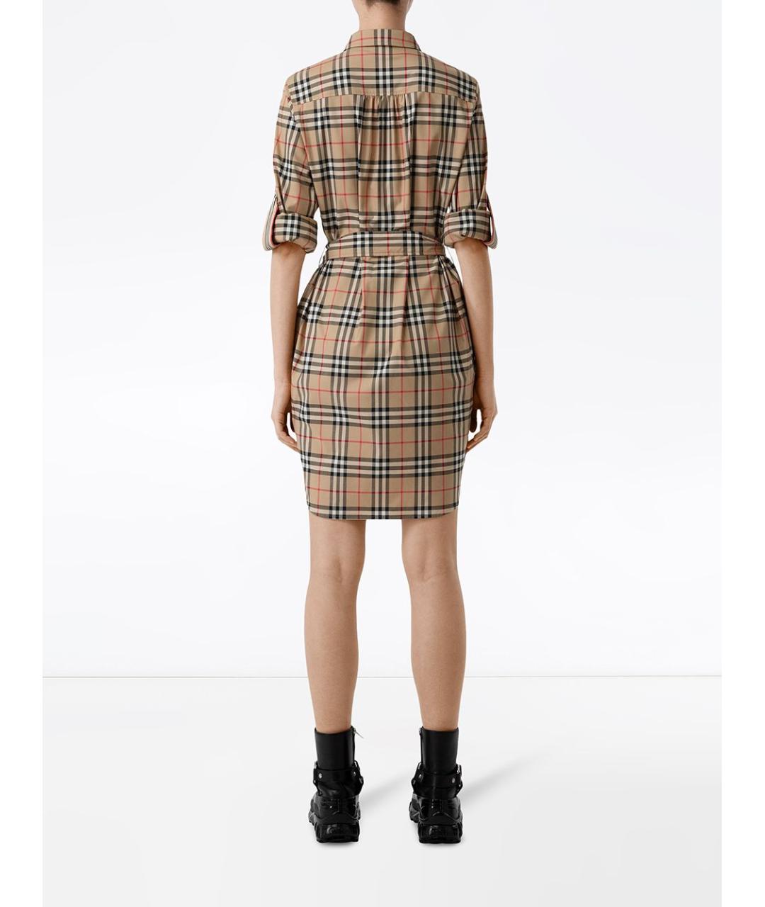 BURBERRY Бежевое хлопковое повседневное платье, фото 3