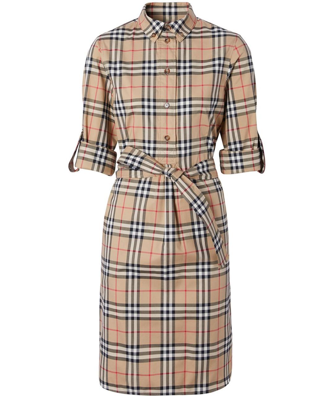 BURBERRY Бежевое хлопковое повседневное платье, фото 1