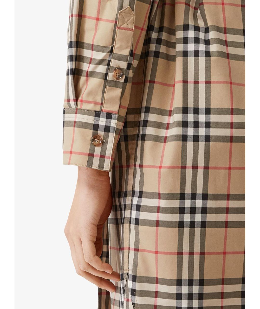 BURBERRY Бежевое хлопковое повседневное платье, фото 2