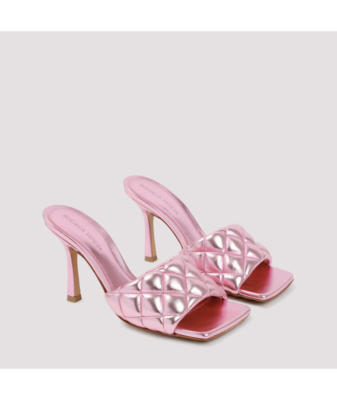 BOTTEGA VENETA Розовые кожаные мюли, фото 4