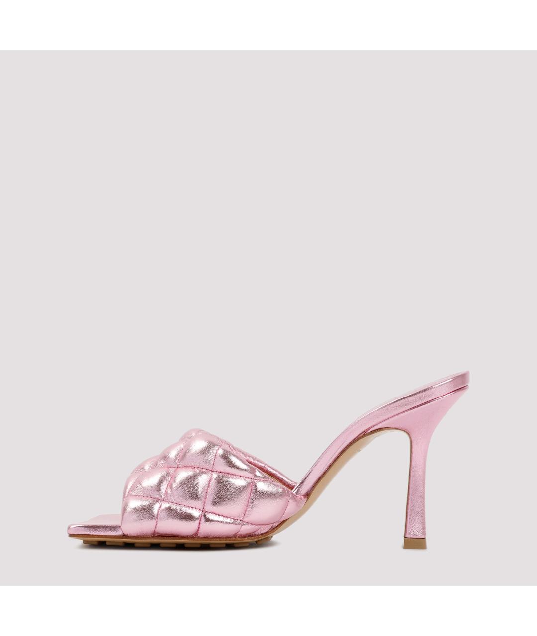 BOTTEGA VENETA Розовые кожаные мюли, фото 3