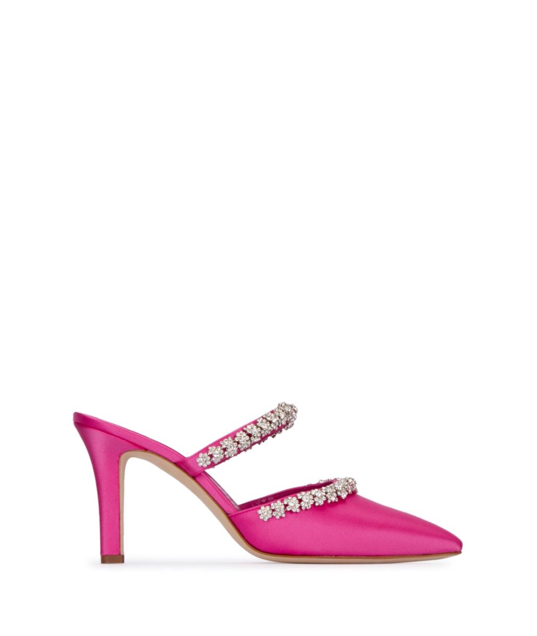 MANOLO BLAHNIK Фуксия текстильные мюли, фото 1