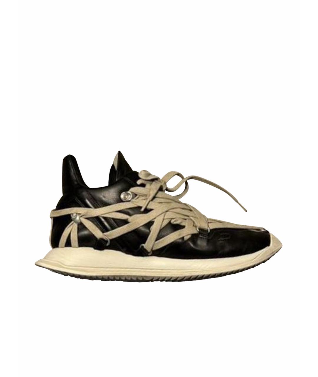 RICK OWENS Черные кожаные кроссовки, фото 1