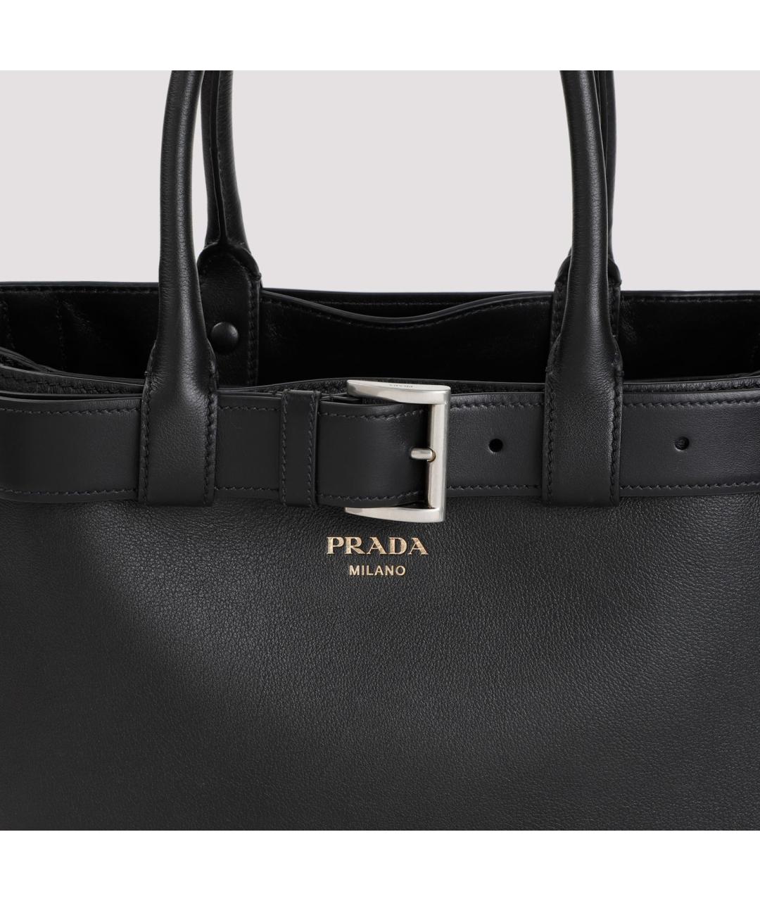 PRADA Черная кожаная сумка тоут, фото 5