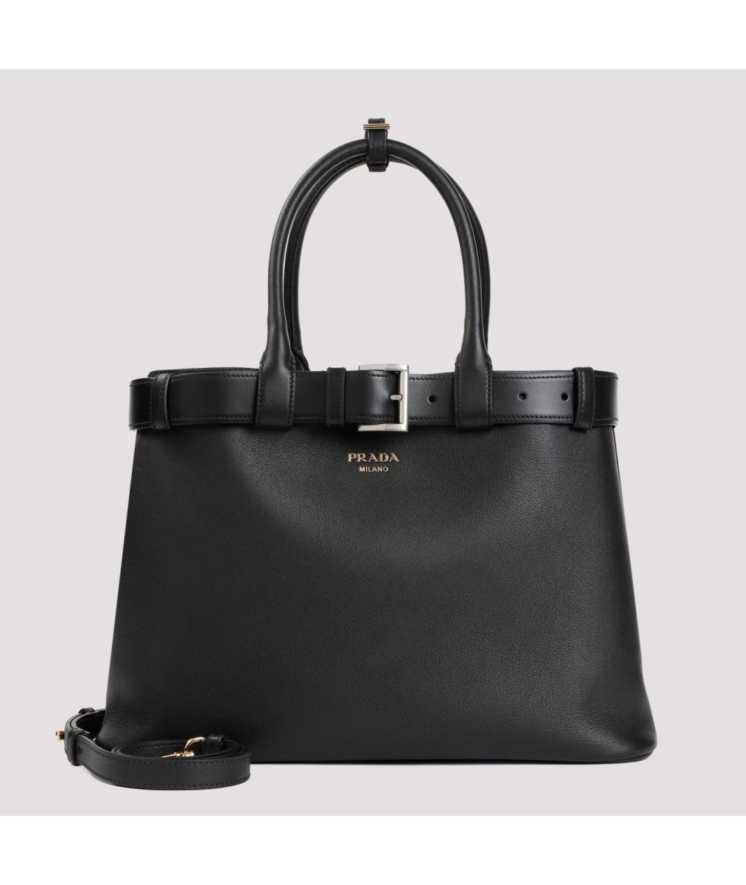 PRADA Черная кожаная сумка тоут, фото 2