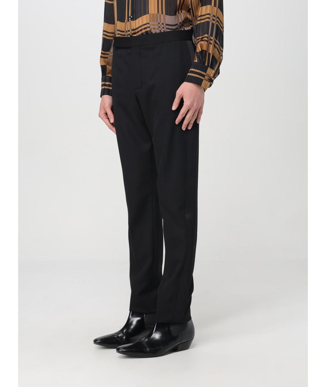 SAINT LAURENT Черные шерстяные классические брюки, фото 5