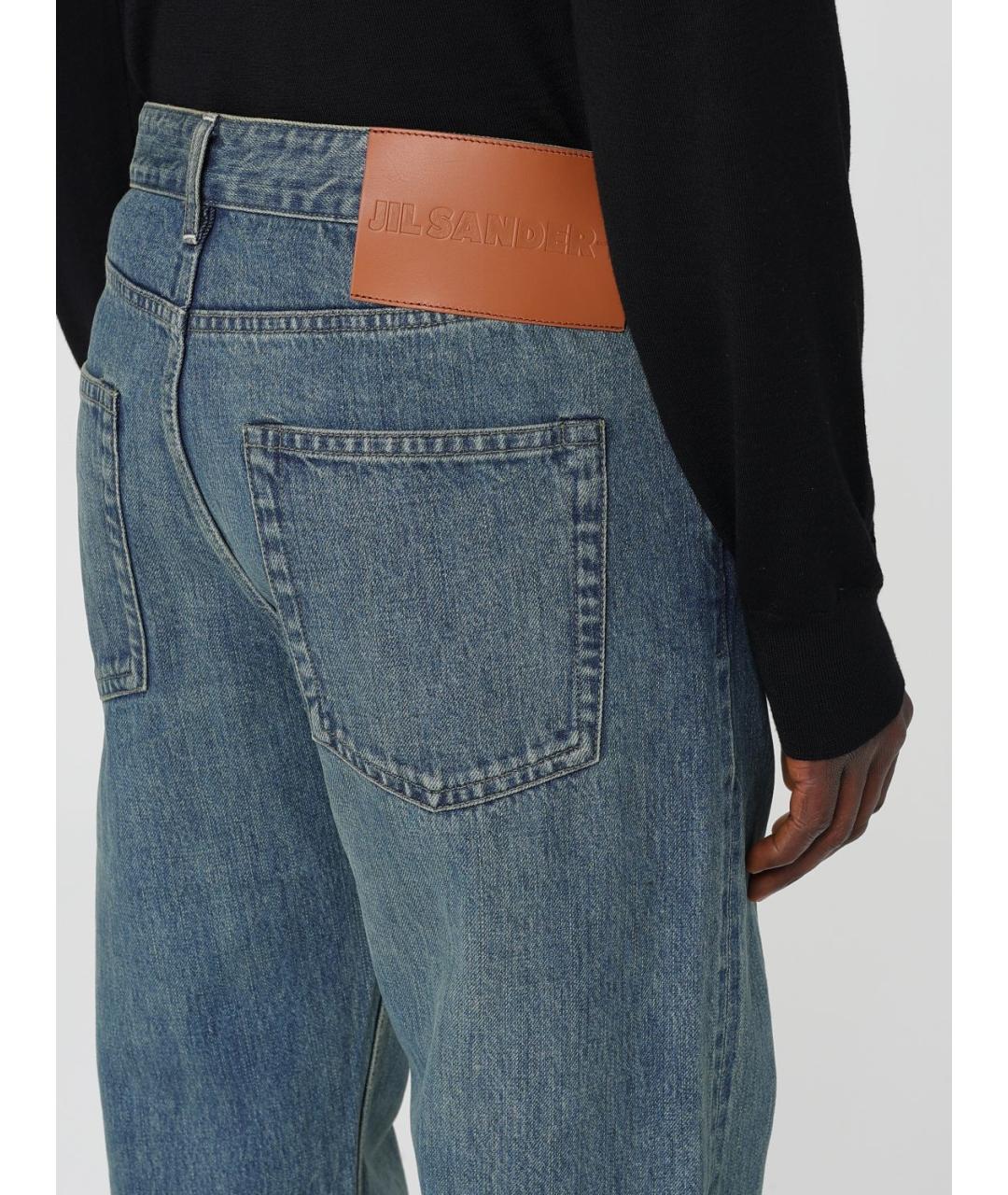 JIL SANDER Синие хлопковые прямые джинсы, фото 6