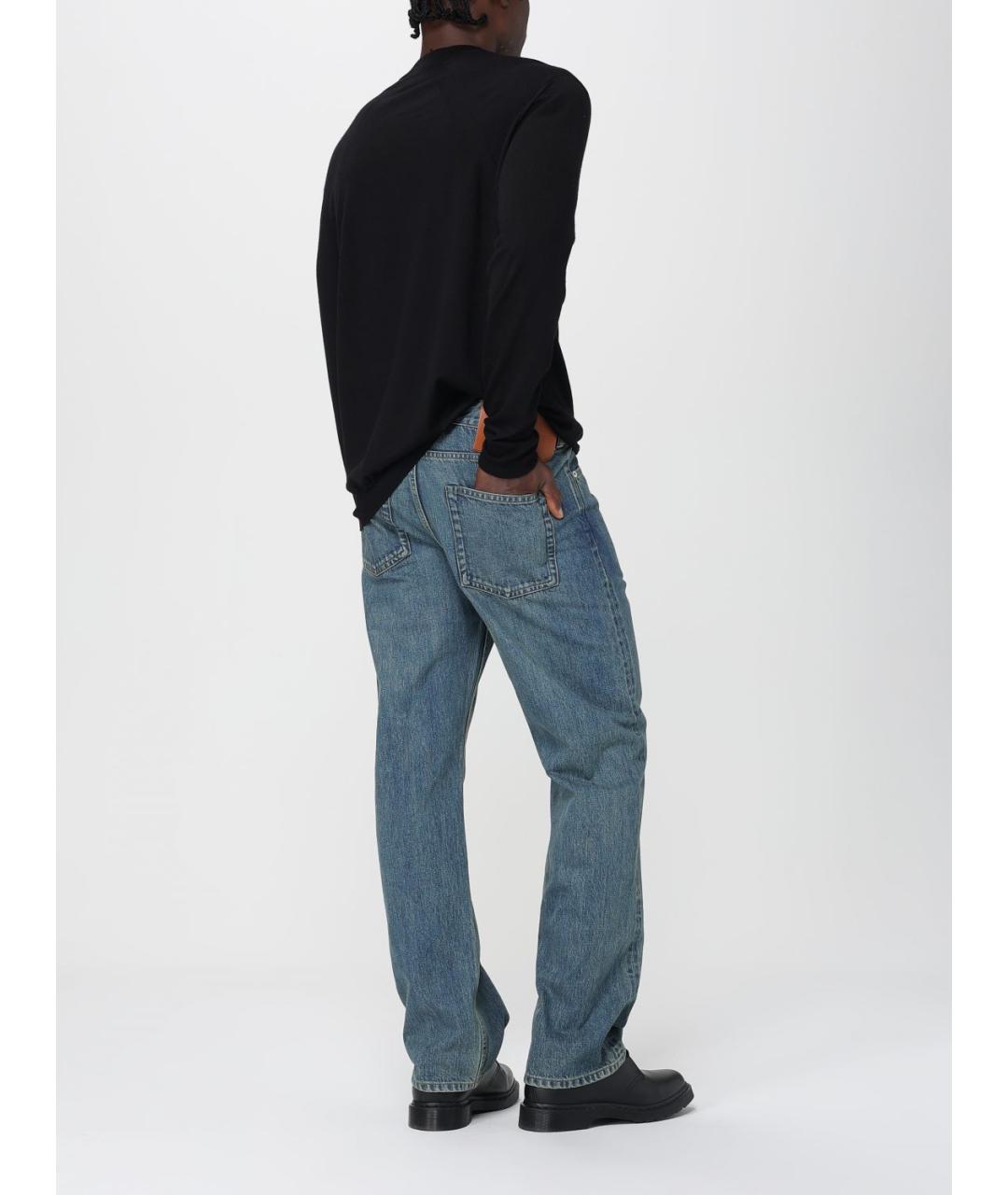 JIL SANDER Синие хлопковые прямые джинсы, фото 3