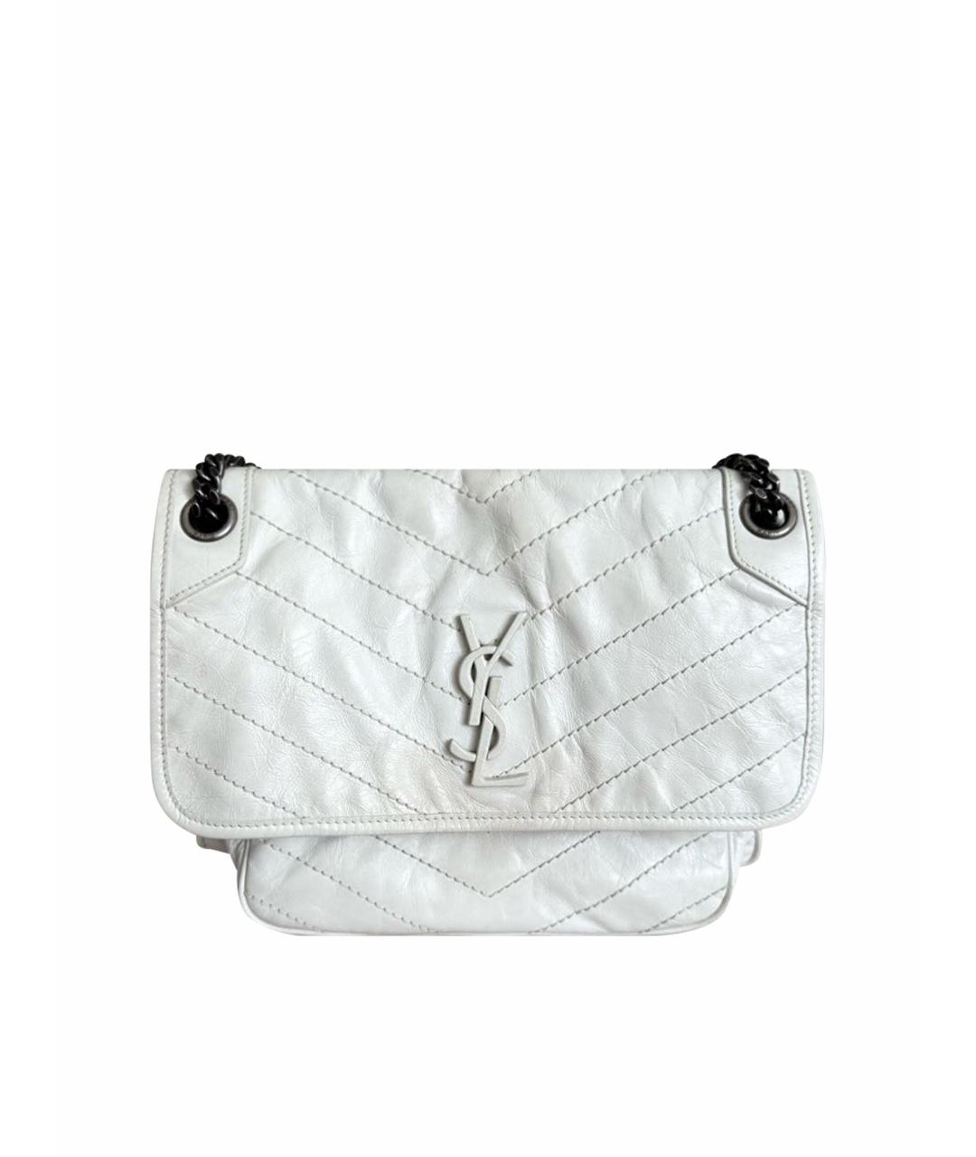 SAINT LAURENT Белая сумка через плечо из лакированной кожи, фото 1