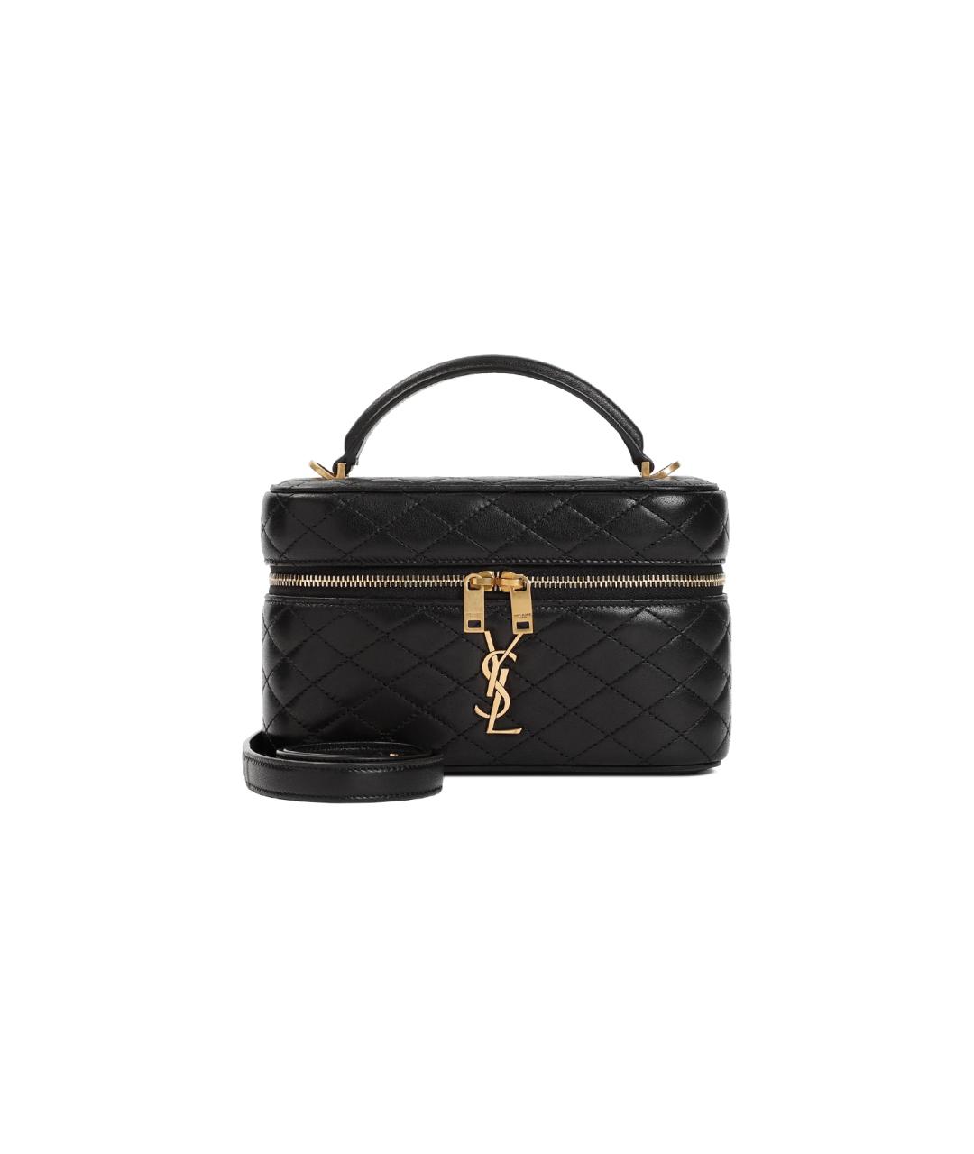 SAINT LAURENT Черная кожаная сумка с короткими ручками, фото 1