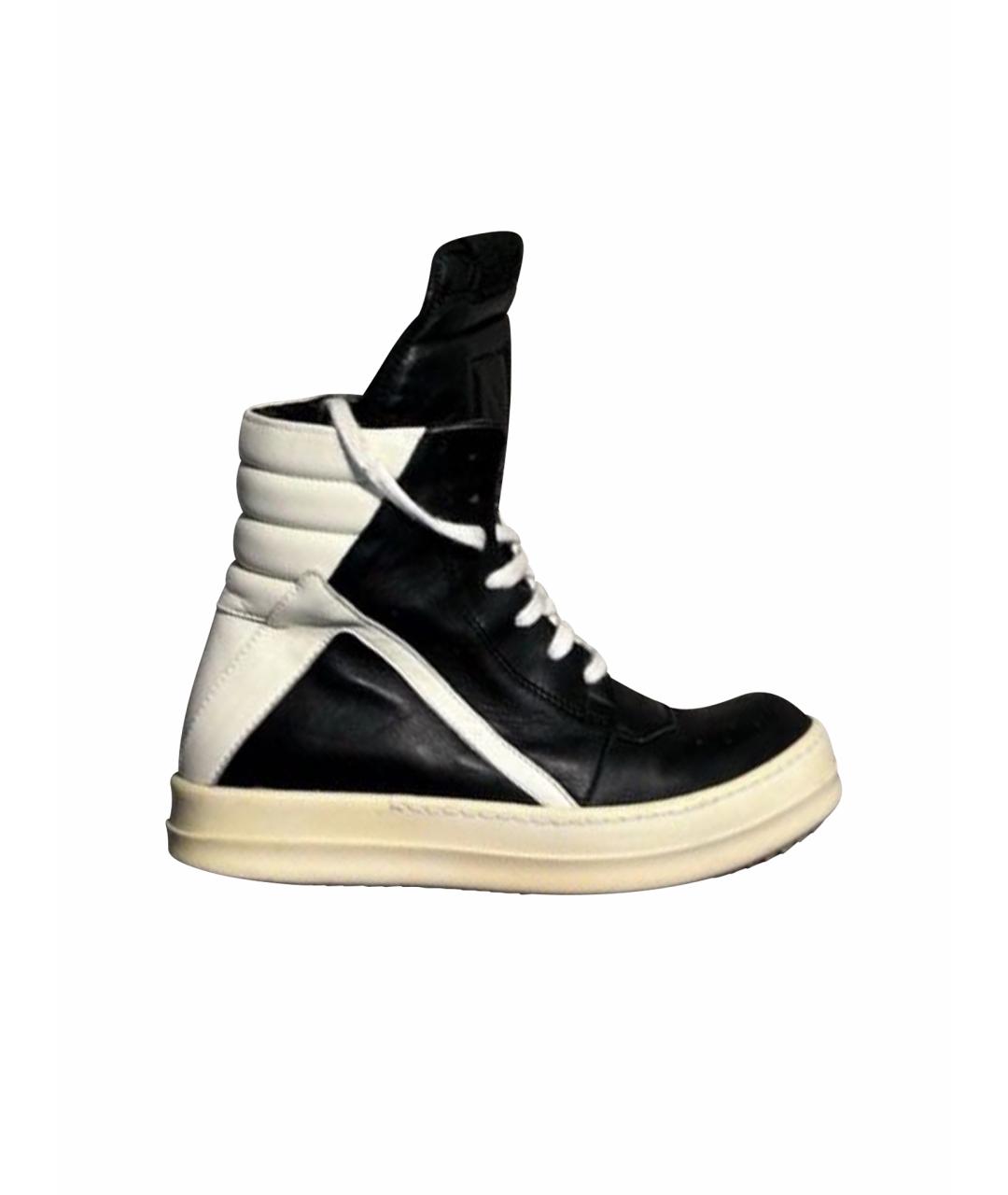 RICK OWENS Черные кожаные кеды, фото 1
