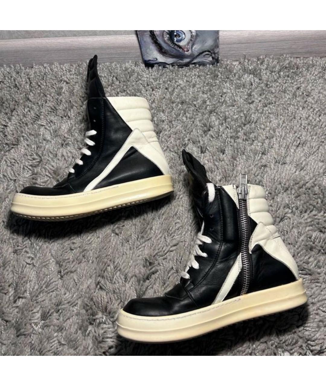 RICK OWENS Черные кожаные кеды, фото 2