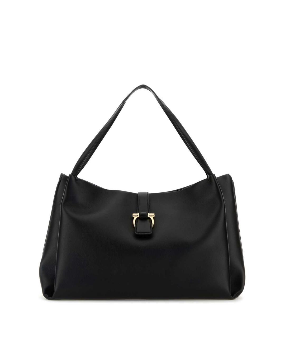 FERRAGAMO Черная кожаная сумка тоут, фото 1