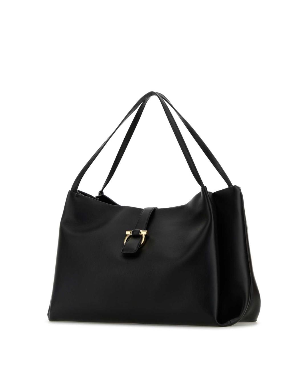 FERRAGAMO Черная кожаная сумка тоут, фото 2