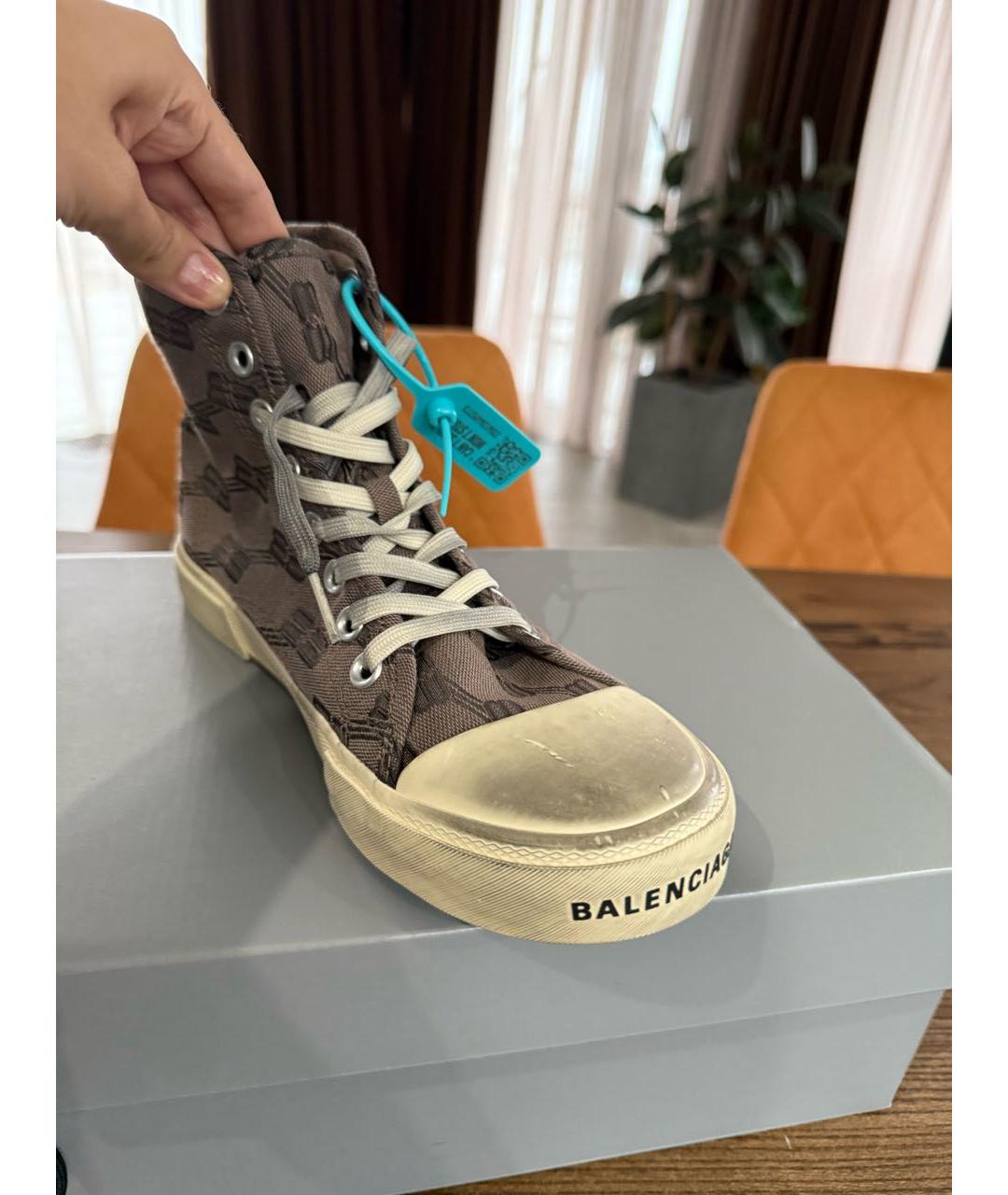 BALENCIAGA Коричневые текстильные кеды, фото 2