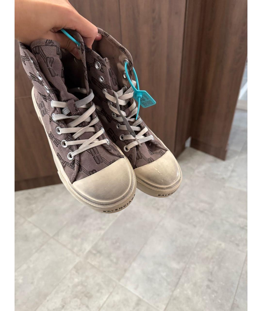 BALENCIAGA Коричневые текстильные кеды, фото 3