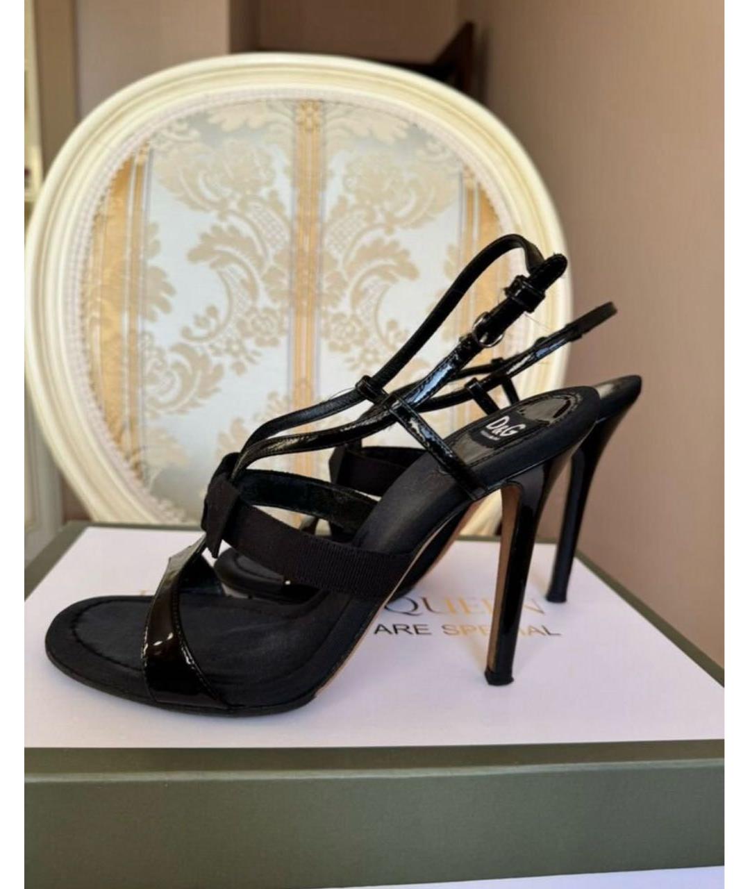 DOLCE&GABBANA Черные босоножки из лакированной кожи, фото 5