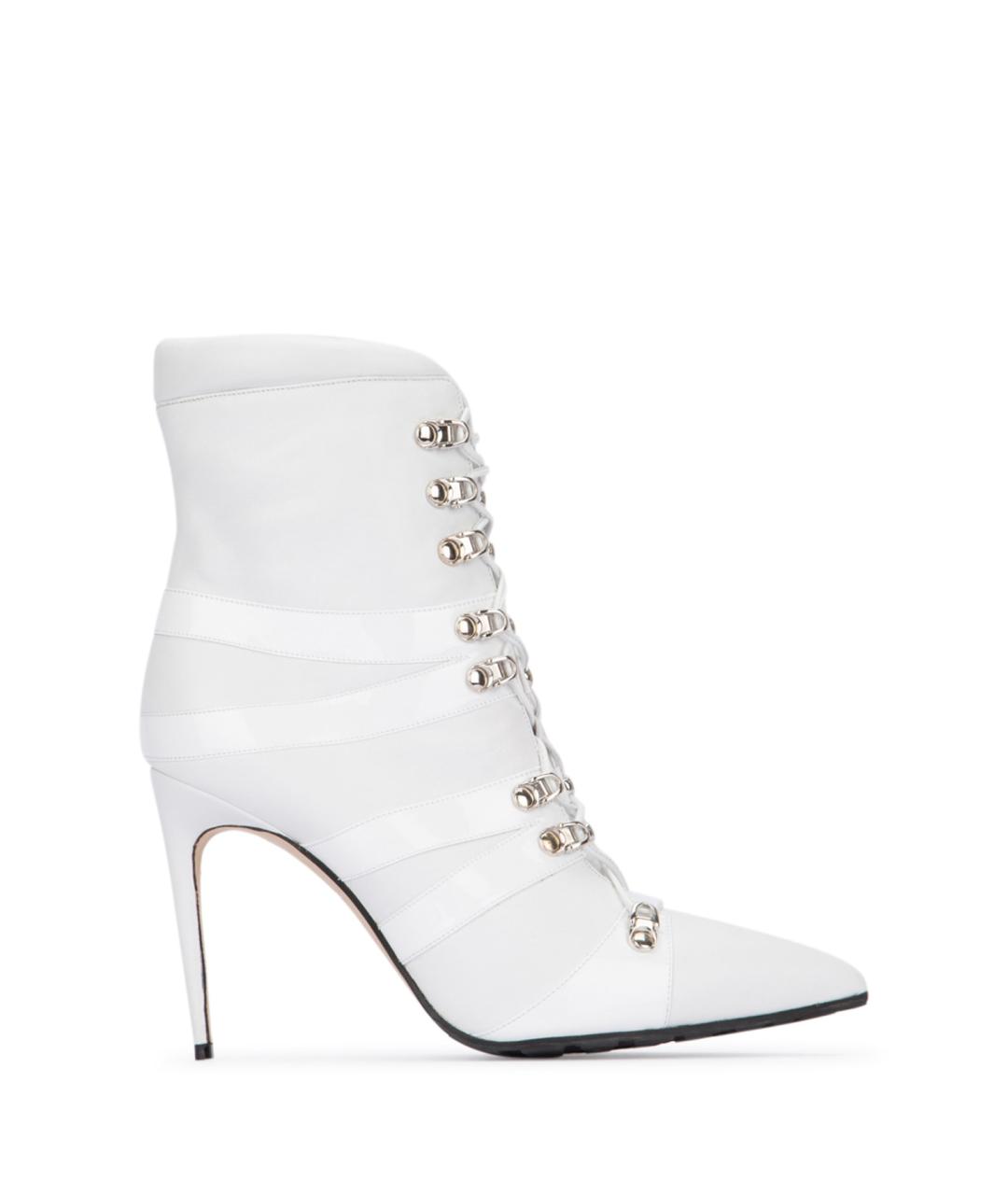 MANOLO BLAHNIK Белые кожаные ботильоны, фото 1