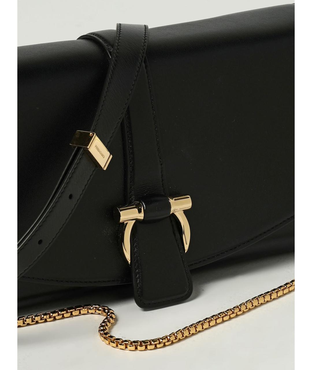 FERRAGAMO Черная кожаная сумка через плечо, фото 4