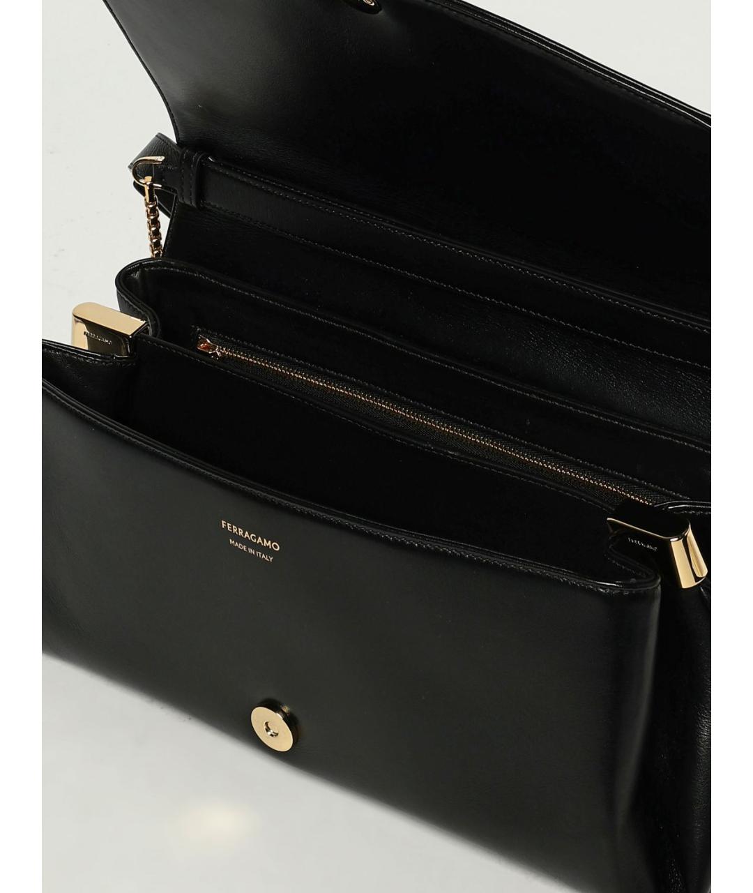 FERRAGAMO Черная кожаная сумка через плечо, фото 5