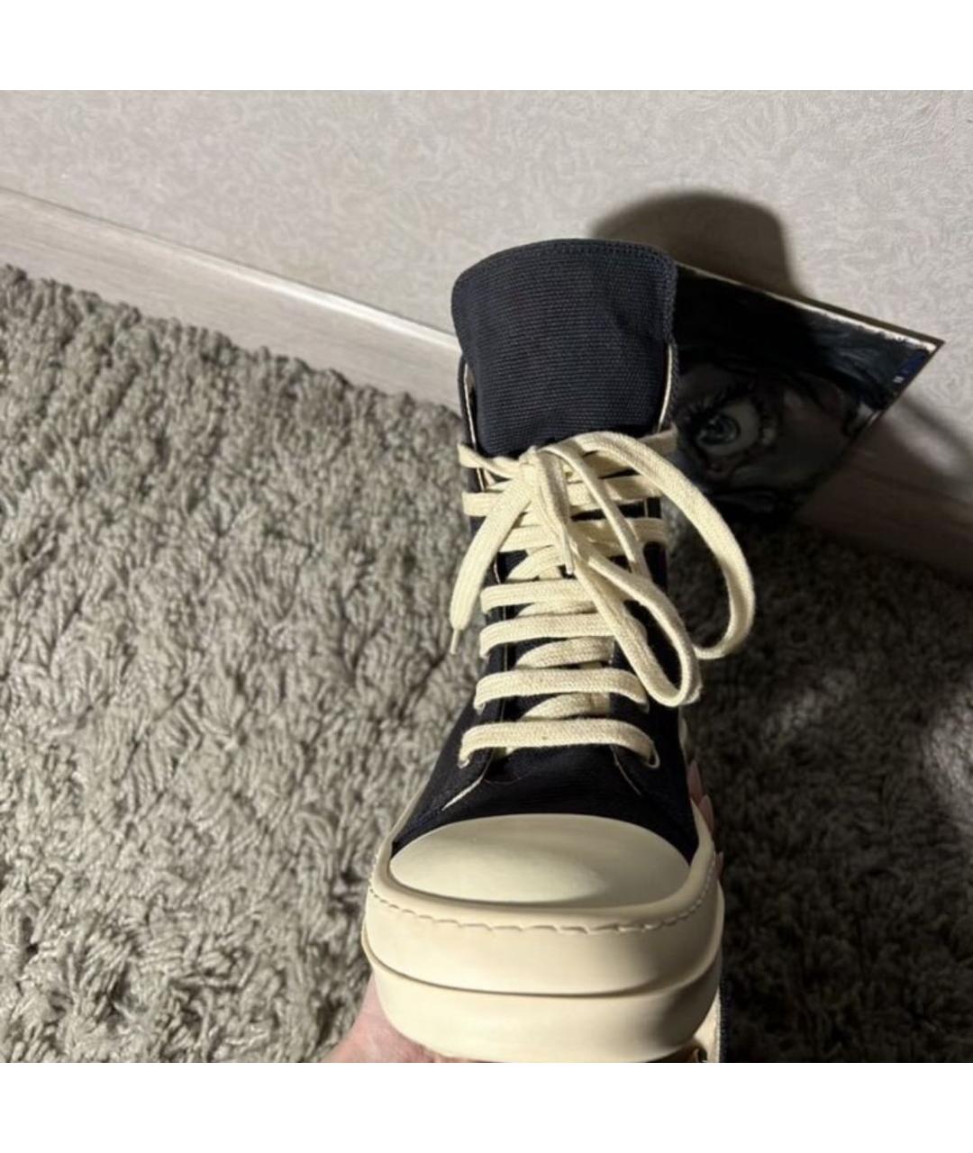 RICK OWENS DRKSHDW Черные текстильные кеды, фото 3