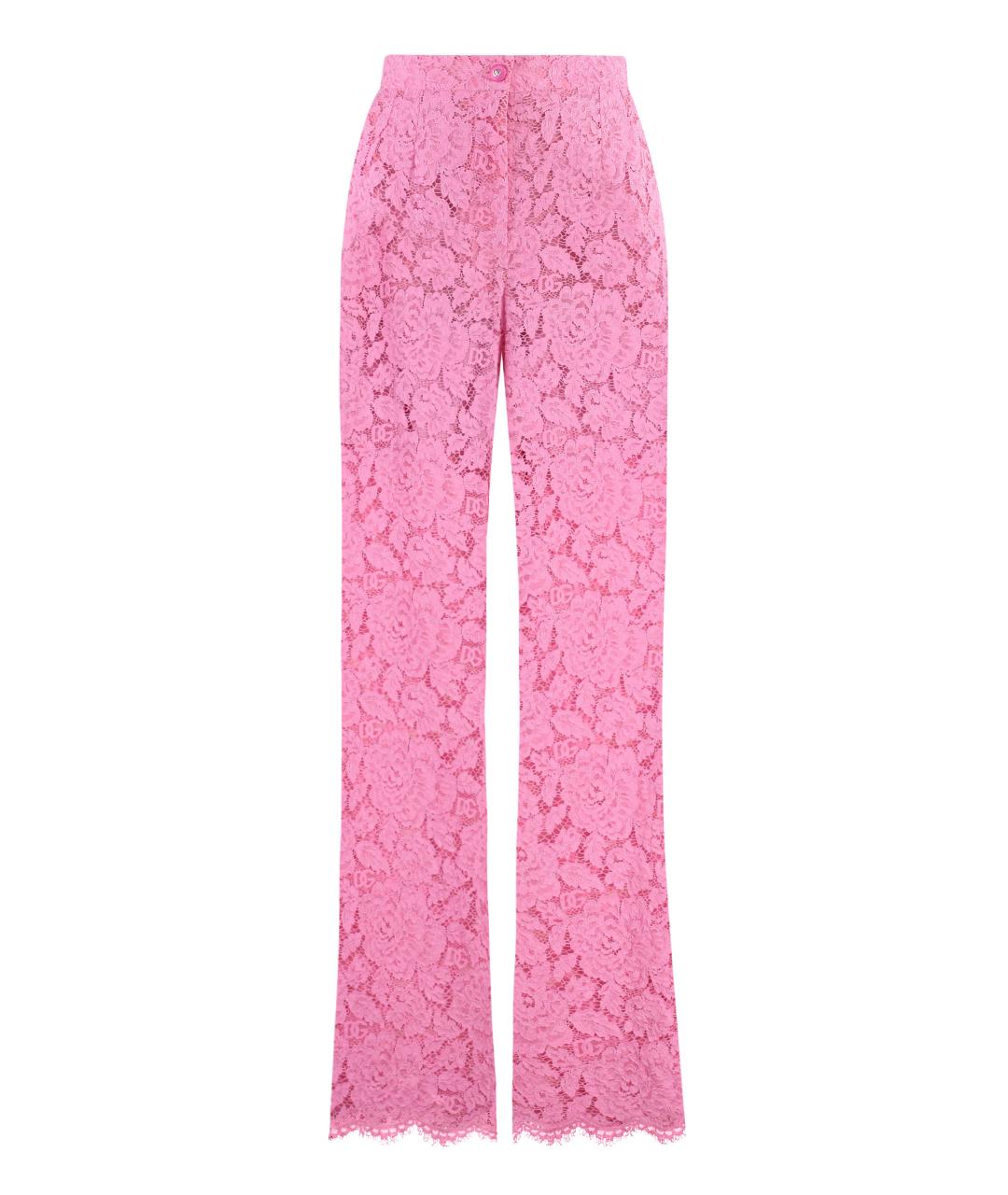 DOLCE&GABBANA Розовые хлопковые прямые брюки, фото 1