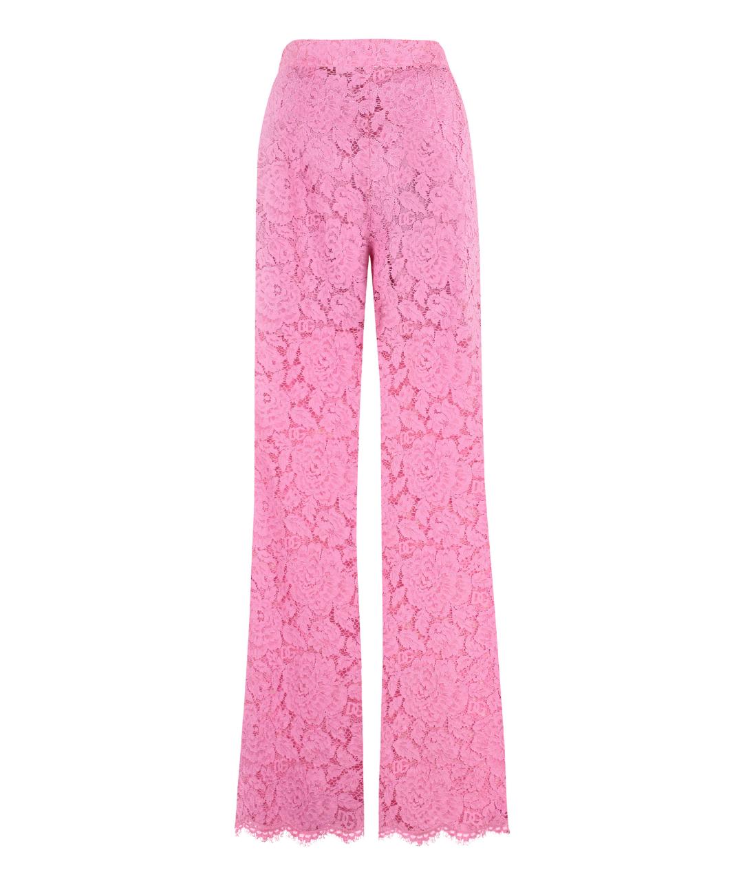 DOLCE&GABBANA Розовые хлопковые прямые брюки, фото 2