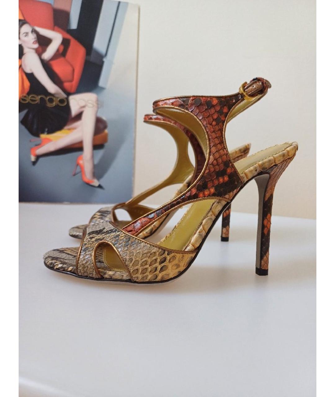 SERGIO ROSSI Мульти кожаные босоножки, фото 2