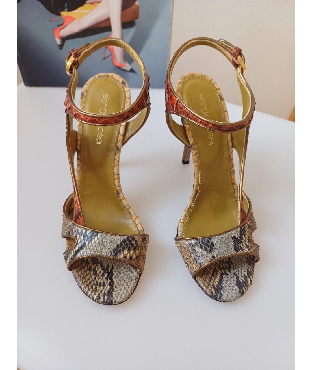 SERGIO ROSSI Мульти кожаные босоножки, фото 6