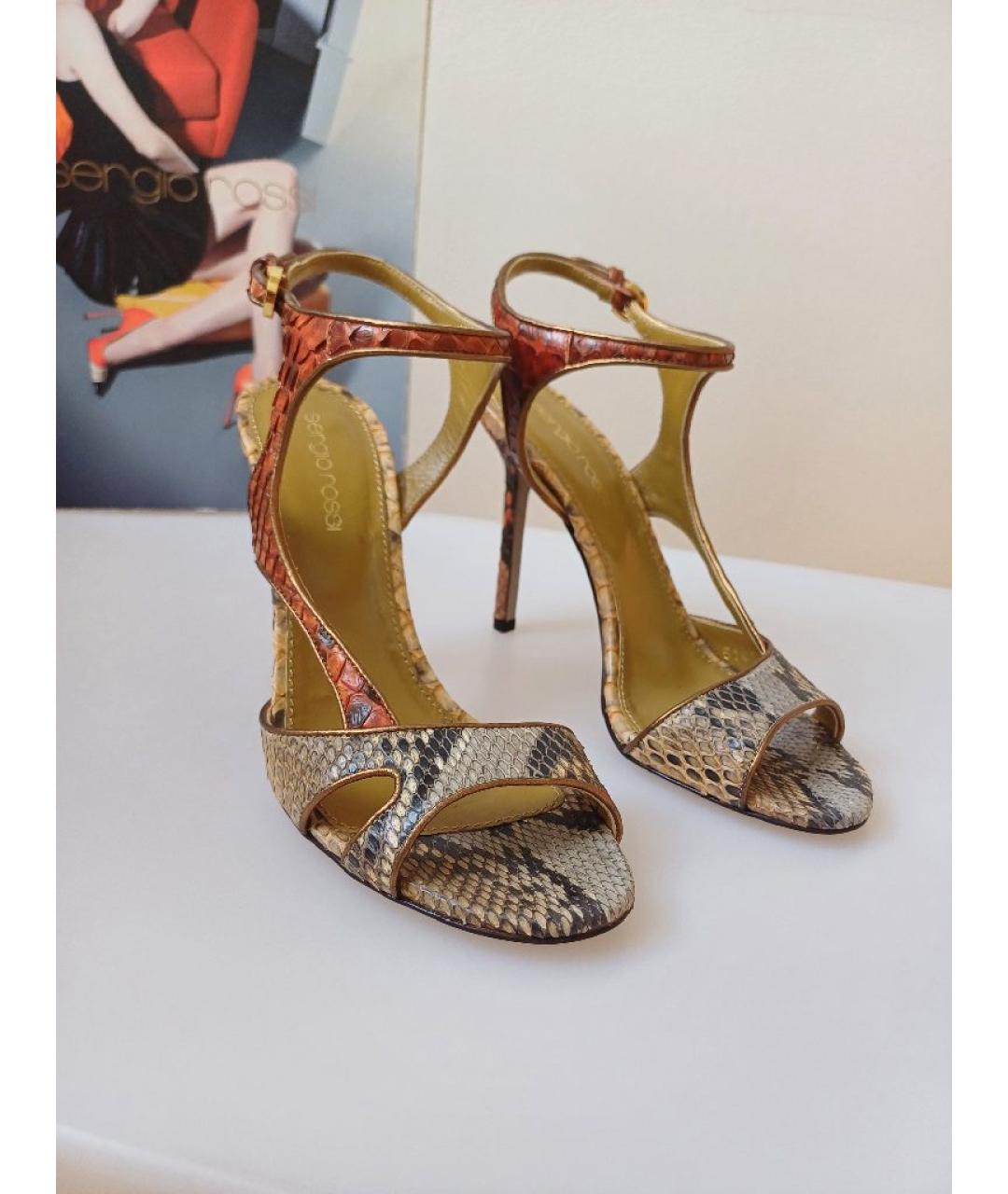 SERGIO ROSSI Мульти кожаные босоножки, фото 5