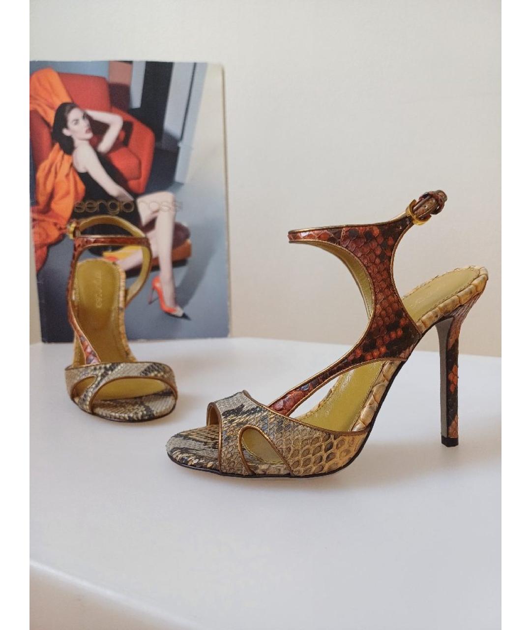 SERGIO ROSSI Мульти кожаные босоножки, фото 4