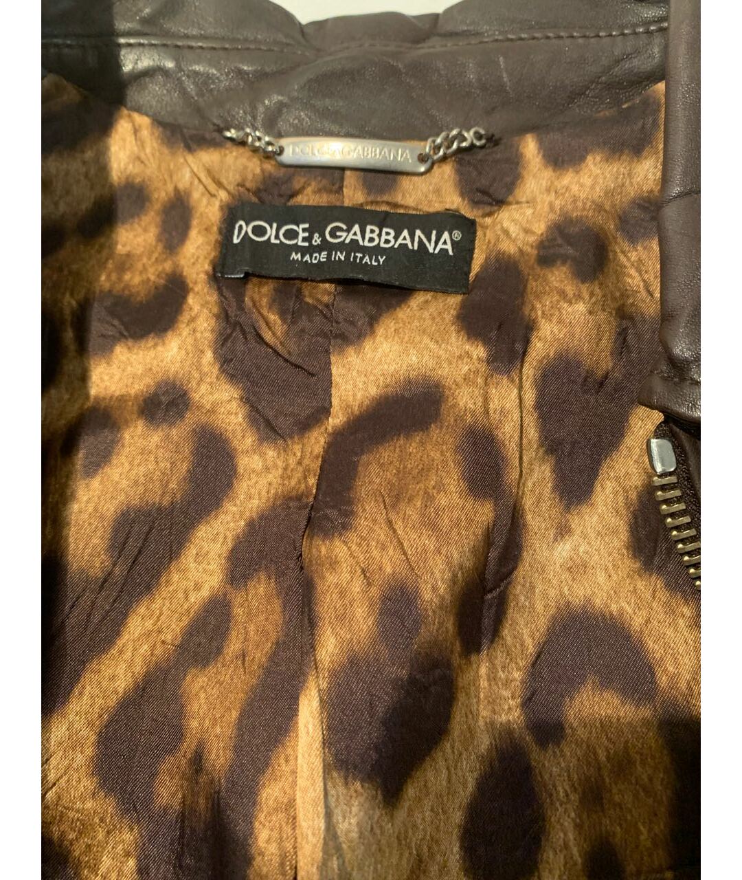 DOLCE&GABBANA Коричневая кожаная куртка, фото 3