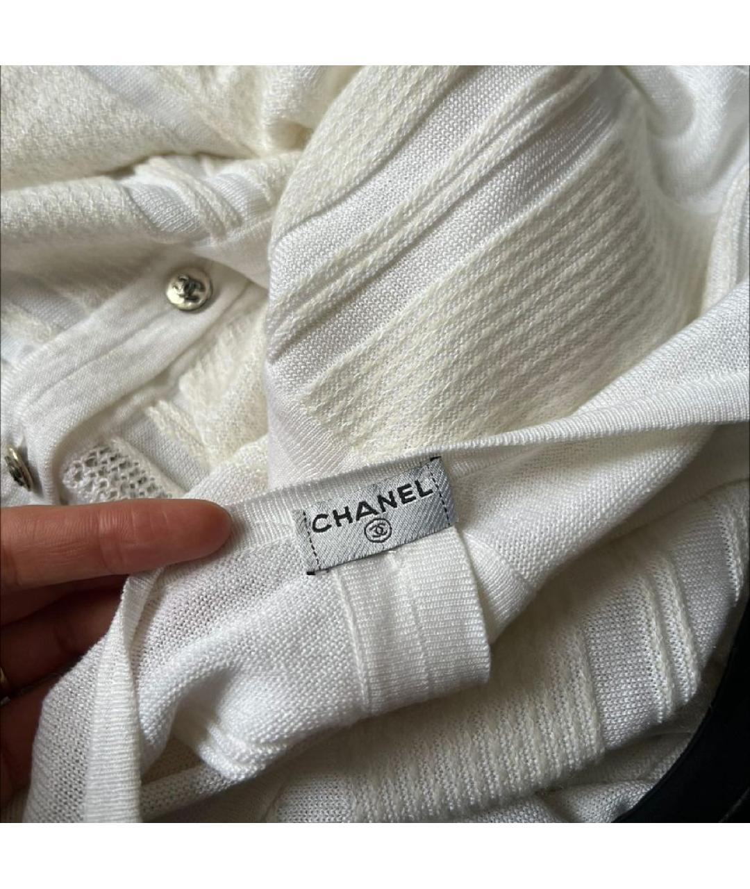 CHANEL Белый хлопковый кардиган, фото 4