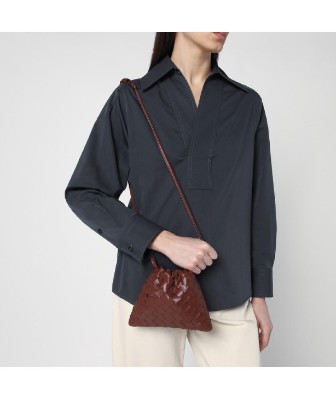 BOTTEGA VENETA Коричневая кожаная сумка с короткими ручками, фото 5