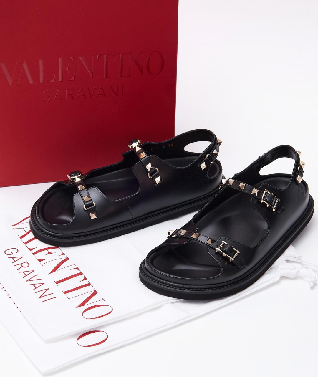 VALENTINO Черные кожаные сандалии, фото 8