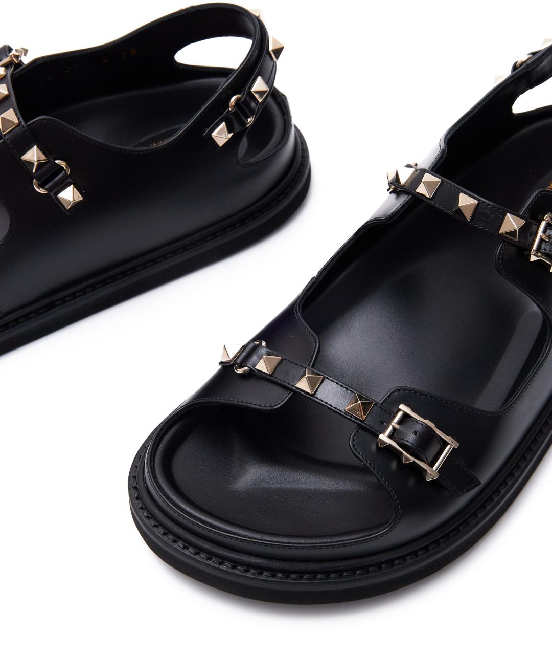 VALENTINO Черные кожаные сандалии, фото 6