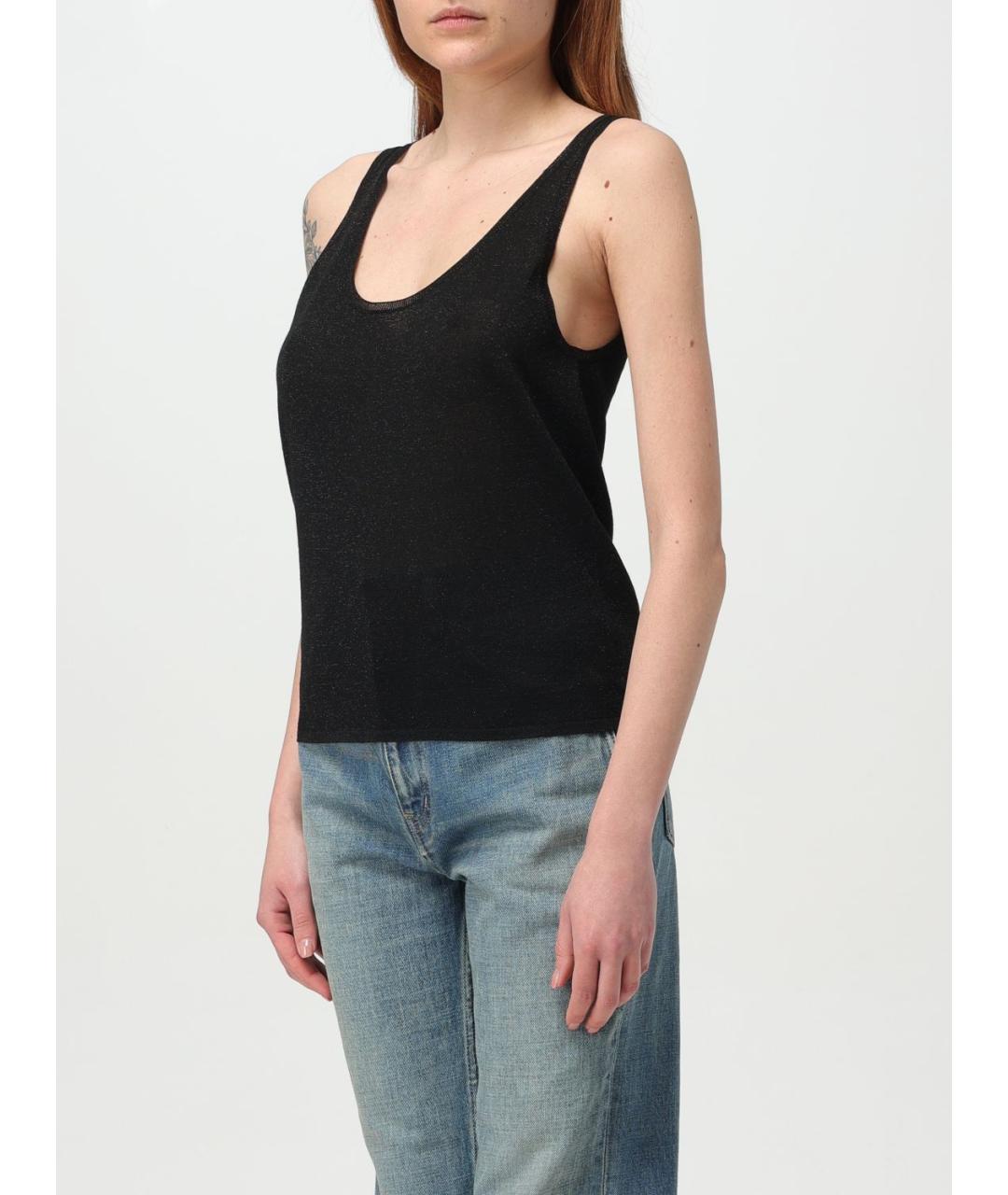 SAINT LAURENT Черная вискозная майка, фото 5