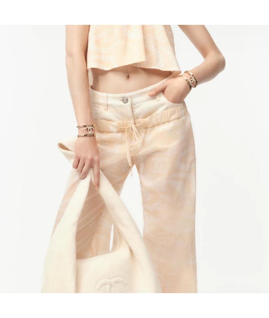 CHANEL Бежевые хлопковые брюки широкие, фото 2